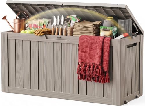 EFU Outdoor Storage Box Waterproof,170 Gal Gen 2 Resin Deck Box With Wheels by EFU