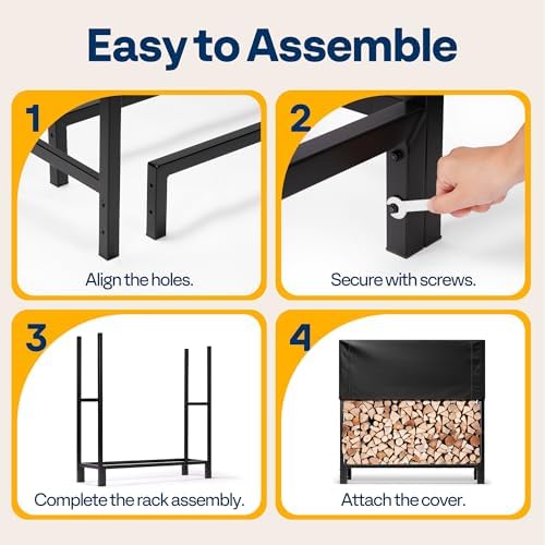 VIVOHOME Upgraded Heavy Duty 4 ft Firewood Rack Outdoor with Cover - Image 6