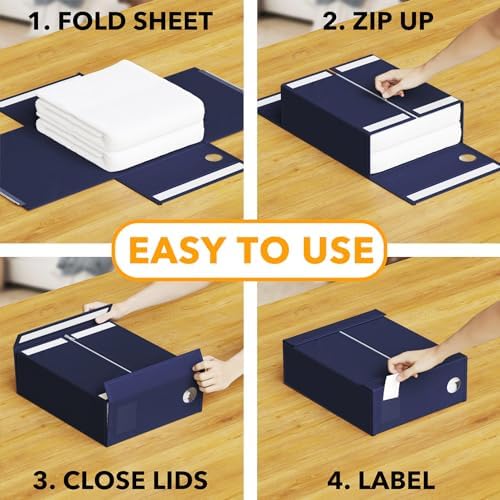 SpaceAid 8 Pack Bed Sheet Organizers and Storage, Foldable Sheet Organizer for Linen Closet, Sheets Set Folder Keeper with Window XL (Queen & King Size) Bedding Container (Navy Blue, 8 Pack) - Image 3