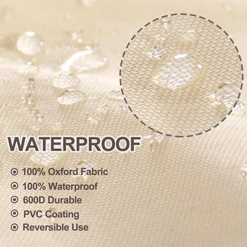 Porch Swing Cover 71 Inch Waterproof 600D Oxford Hanging Outdoor Swing Cover Garden Hammock Patio Furniture Covers (Beige, 71x30x(32-24) Inch) - Image 4