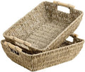 StorageWorks Hand-Woven Jumbo Storage Baskets with Wooden Handles, Seagrass Wicker Baskets for Organizing, 2-Pack by StorageWorks