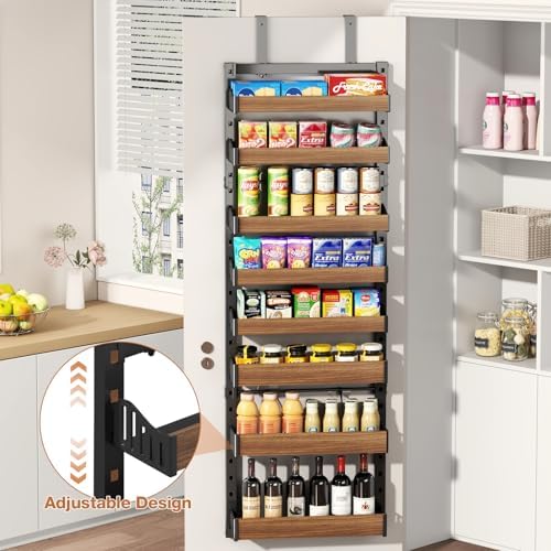 8-Tier Over The Door Pantry Organizer, Heavy-Duty Metal Wall Mount or Hanging Spice Rack, behind the door storage Shelves with Adjustable Basket, Back of Door Organizer for Kitchen Cabinet and Closet - Image 6