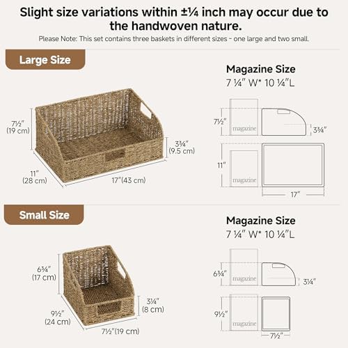 StorageWorks Seagrass Storage Baskets, Pantry Organizers and Storage,3-Pack - Image 2
