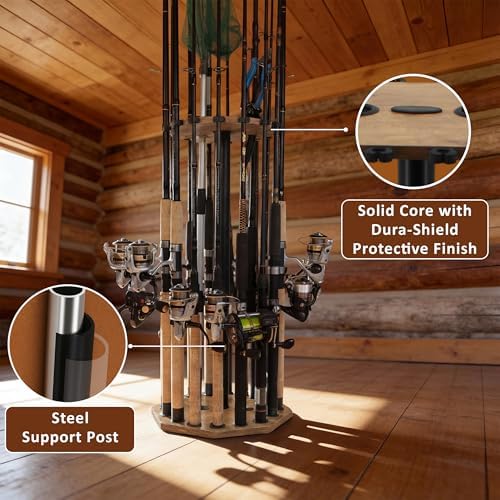 Rush Creek Creations 16-Rod Round Fishing Rod Holder for Garage, Tackle Box - Image 4