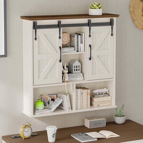 Vabches Bathroom Wall Cabinet, Farmhouse Medicine Cabinet, Rustic White - Image 6