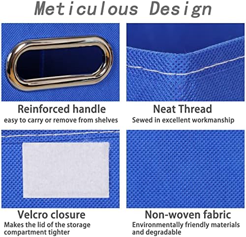 Closet Organizers Fabric Storage Bins With Lids Collapsible Cube Storage Organizer Basket With Handles,Storage Boxes for Clothes Storage,Office,Laundry,Shelves,6 Pack,（Dark Blue） - Image 7