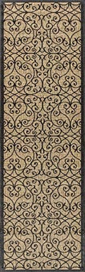 Eyely Filigree Weave Runner Rug 2X14 Black/Khaki, Indoor Outdoor Rug by eyely