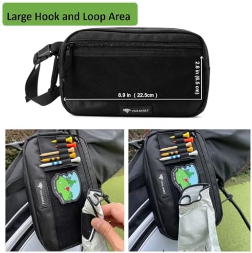 Golf Pouch Bag for Balls Accessories Valuables | Customizable with Hook-and-Loop Panel | Ideal Golfer Gift, Includes Tee-Holder and Motivation Patches | Also Great for Gym Sports Travel Tactical - Image 3