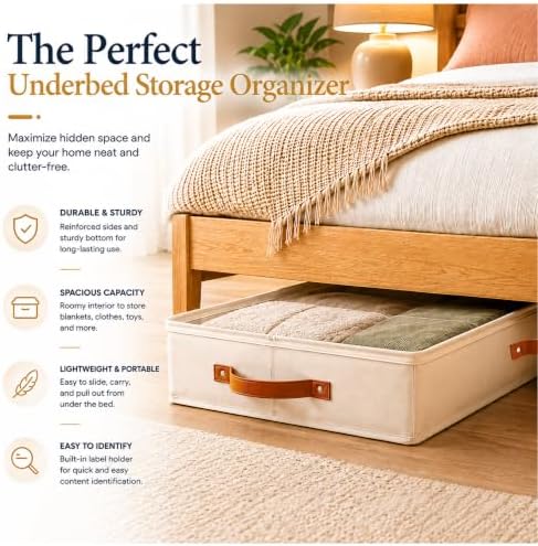 HOMELUX THEORY Under Bed Storage, Medium 2pc with Lid, Ivory - Image 3