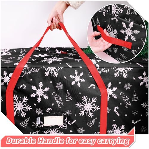 RICHIE Christmas Tree Storage Bag 9ft (3pc Set), 600D Oxford Tear-proof Xmas Tree Bag, Fits Up to 9 Foot Artificial Trees, Reinforced Handles&Zippered&Durable, Holiday Decoration Storage Bags, Black - Image 4