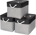 TheWarmHome Storage Basket for Organizing - 16x12x12 inch Cube Storage bin 3 Pack Fabric Storage Cubes, Collapsible Storage Box for Organizer Cloth Gift Toy Closet (Black & Grey) by TheWarmHome