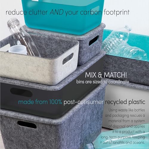 Three by Three Seattle Restak Recycled Storage Small Bin Set of 3 | Eco-Friendly, Durable & Space-Saving Bins for Home or Office, Semi-Translucent White - Image 6