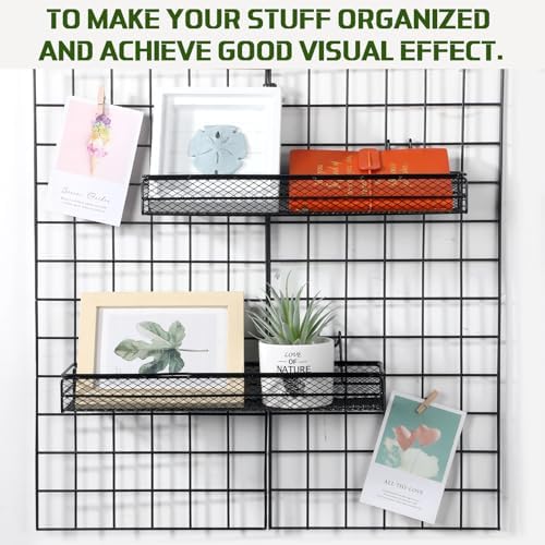 4 Pcs Metal Wire Mesh Basket for Gridwall Black Hanging Wire Mesh Basket with Hook Wall Mounted Organizer for Home Wall Display (Small) - Image 4