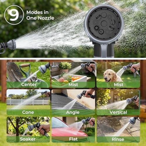 Etoolab Retractable Garden Hose Reel 100+6.6ft x 5/8 in with 9 Spray Nozzle - Image 7