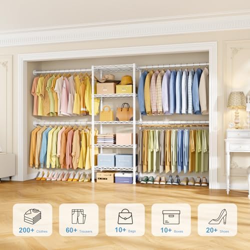 Ulif M2 Wall Mounted Closet System, White Clothes Rack Mount onto the Wall - Image 4