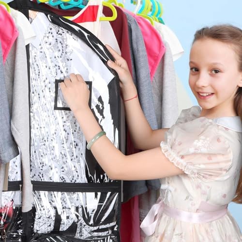 Syeeiex 40 Inch Clear Dance Costume Garment Bag, Black, 5 Pack - Image 2