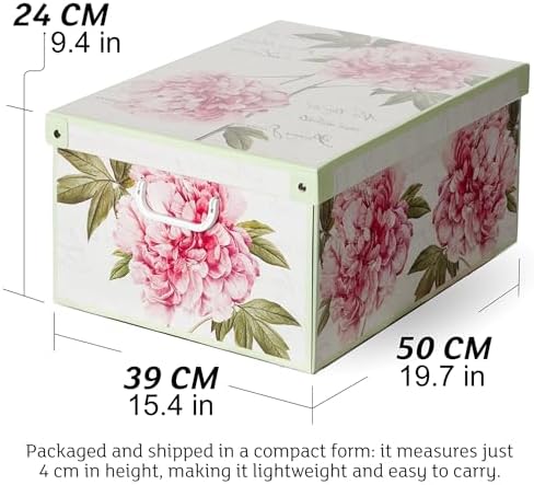 Lavatelli: Storage Box 6 Pack: Large - Flower Mix - Lid & Handles, Decorative Cardboard Organizer, Stack-Fold, Home-Clothes-Linens, 19.7 x 15.4 x 9.4 - Image 2