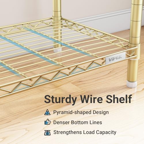 VIPEK V5i Garment Rack Heavy Duty Clothes Rack, Portable Closet Wardrobe Bedroom Armoires Freestanding Clothing Rack with 8 Adjustable Shelves & 4 Hang Rods, 68.9" L x 15.7" W x 76.4" H, Gold - Image 3