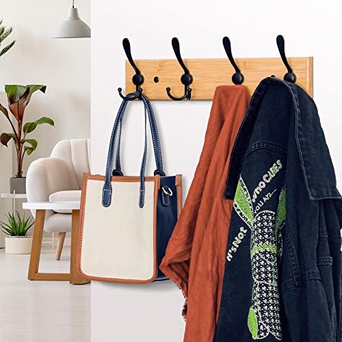 GlazieVault Wooden Coat Hooks for Wall - Bamboo Wood Coat Rack(2 Pack) - Heavy Duty Coat Hooks Wall Mounted - Wall Hooks and Clothes Hooks - Image 3