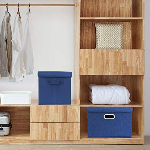 TYEERS Large Storage Bins with Lids, Collapsible, Washable, Fabric Storage Boxes for Organizing, 17.3x11.8x11.4 inches, 3 Pack, Classic Blue - Image 4