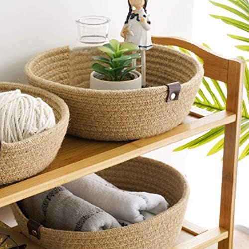 Atyhao Natural Cotton Rope Storage Baskets, Multi Sized 3 Pieces Set Round Organizer Bins for Home Decor Closet Toys Desktop Cosmetic Kid's Room Storage Nursery Bins (Hemp Rope) - Image 7