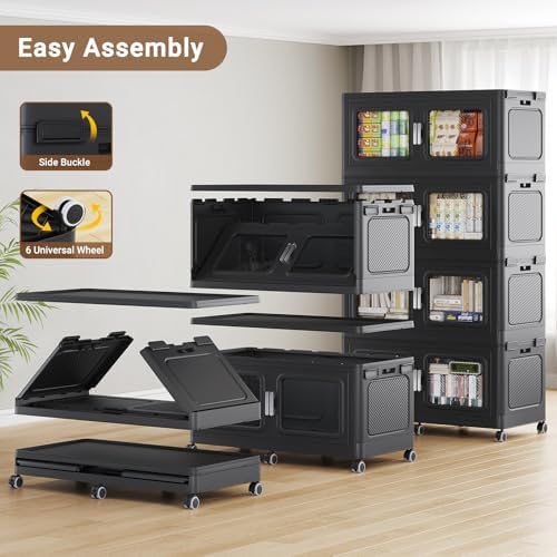 BROVIEW 880 Qt Extra Large Stackable Storage Bin with Lids, 4 Pack Black - Image 5