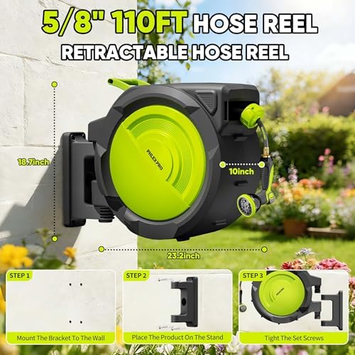 110 FT 5/8" Retractable Garden Hose Reel, Wall Mount - Image 6