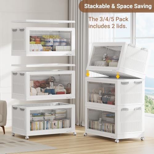 BROVIEW 600Qt Stackable Storage Bins with Lid for Home Dorm, 3Pack White - Image 6