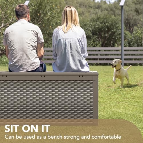 Devoko 100 Gallon Waterproof Resin Deck Box, Large Outdoor Storage Box - Image 3