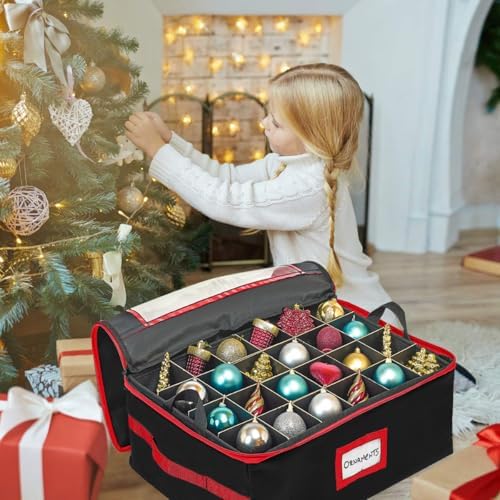 HOLDN’ STORAGE Christmas Ornament Storage Box with Dividers - Fits 96-3” Ornaments, 4 Removable Trays, Durable & Space-Saving, Clear Top Lid, Convenient Storage Designed, Black - Image 3