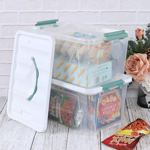 Plastic Organizer Bins Pack of 6, Latching Storage Box with Handles - Image 2