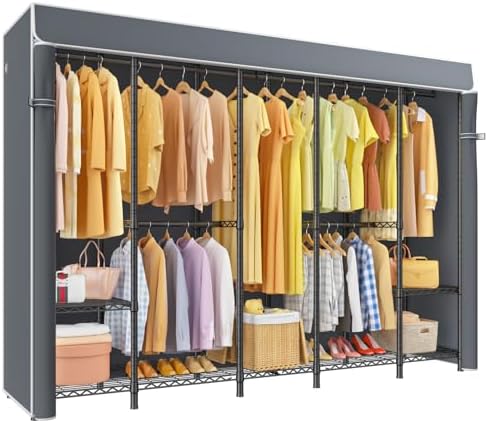 ULIFHOME H50C Clothes Rack with Cover, Large Covered Clothing Rack, Gray by UlifHome