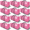 VELVETSURE 12 Pack Heavy Duty Large Moving Bags W/Backpack Straps - Strong Handles & Zippers, Storage Totes For Space Saving, Fold Flat, Alternative to Moving Box and Storage Bin, Pink by VELVETSURE