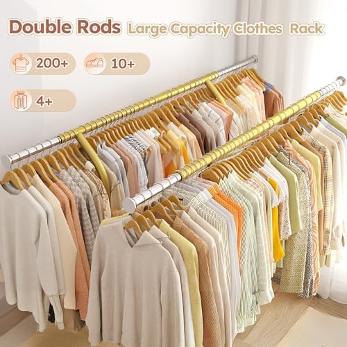 Raybee 74" W Clothes Rack 630 LBS Heavy Duty Double Rods Adjustable Size - Image 4