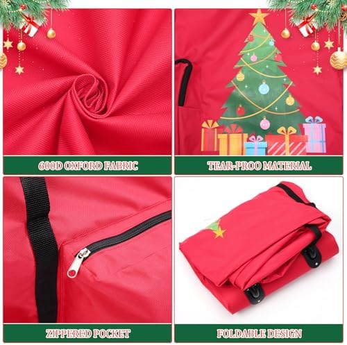 Sadnyy Rolling Christmas Tree Storage Bag 9 Ft, Xmas Artificial Storage Bags with 2 Swivel Wheels, 600d Oxford Fabric Box with Reinforced Handle for Disassembled Tree - Image 5