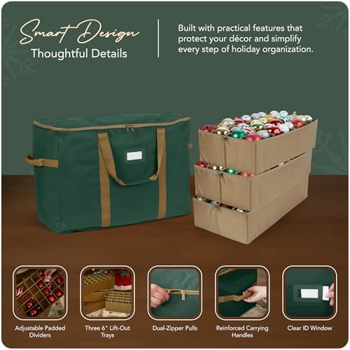 Covermates Adjustable Ornament Storage Bag, 25.5"W x 13"D x 18.5"H, Green - Image 4