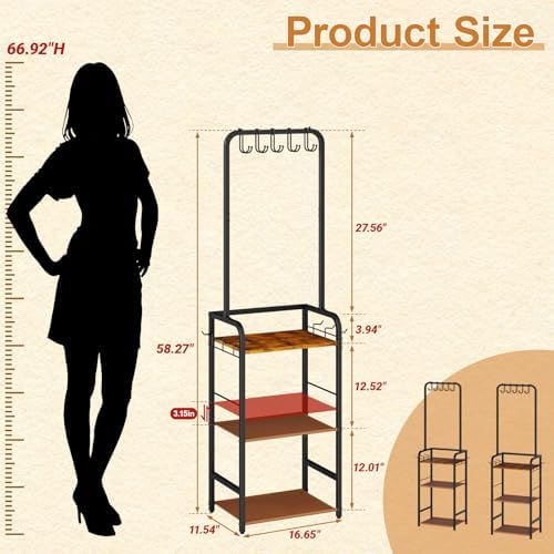 4-Tier Tall Purse Organizer for Closet with 5 Purse Hanger,6 Side Hooks - Image 5