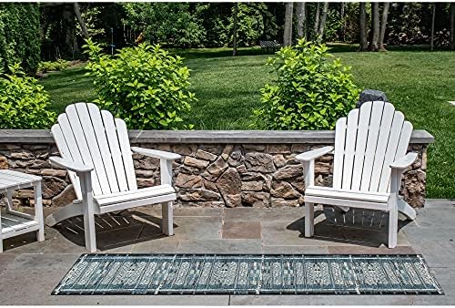Liora Manne Marina Indoor Outdoor Rug - Tribal Design, Comfortable & Durable, Power Loomed, Polypropylene Material, UV Stabilized, Tribal Stripe Denim, 1'11" x 7'6" - Image 2