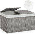 SETVSON Storage Basket with Lid, PE Rattan Woven Storage Bin, Gray by SETVSON