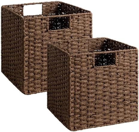 StorageWorks 11 inch Cube Storage Bins, Wicker Storage Cubes 11x11x11,Brown by StorageWorks