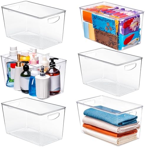 theaoo XLarge Clear Storage Bins with Lids, Stackable Containers, 6 Pack by theaoo