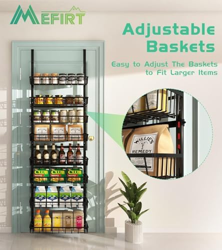 Mefirt Over The Door Pantry Organizer, Wall Mount Spice Rack 8-Tier Black - Image 3