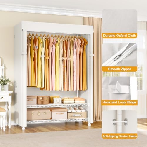 ULIFHOME H5C Max Clothes Rack with Cover, Covered Clothing Rack Heavy Duty - Image 3