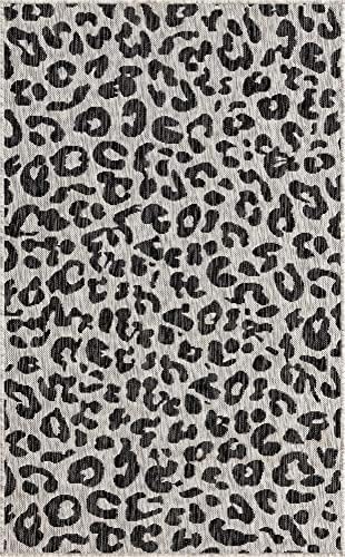 Unique Loom Outdoor Safari Collection Area Rug - Leopard (3' 3" x 5' 3" Rectangle, Light Gray/ Gray) - Image 3