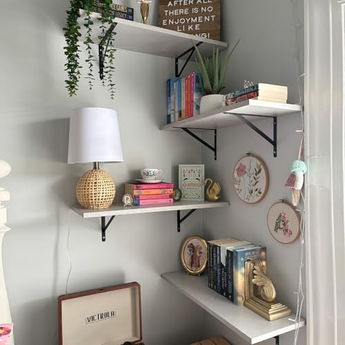 Kaboon 27 inch Long 10 inch Deep Floating Shelves for Wall Set of 2, Large Open Shelves Wall Mounted, Space Saving Home and Commercial Use, White Rock - Image 2