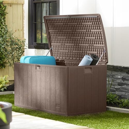 Plastic Development Group Outdoor Storage Deck Box, Soft Closure, 130 Gallon, Java - Image 6
