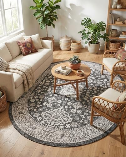 Rugs.com - Outdoor Aztec Rug – 7' 10 x 10' Oval Charcoal Gray Indoor/Outdoor Rug – Weather Resistant for Patios, Decks, and Porches - Image 5