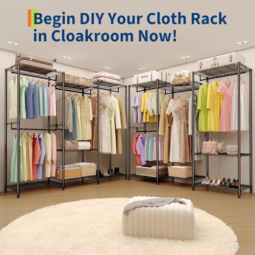 Garvee Clothes Rack Heavy Duty Freestanding 4 Hanging Rods Adjustable - Image 7