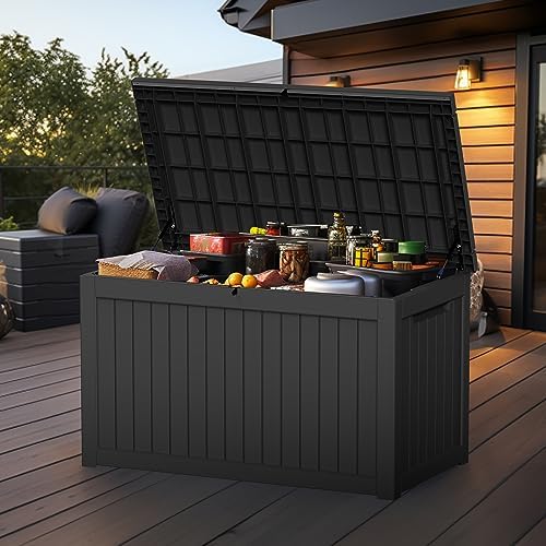 Vixzen 280 Gallon Deck Boxes Outdoor Waterproof, Lockable Storage Box for Patio Cushions Storage Furniture, Garden Tools, Pool Supplies, Weatherproof and UV Resistant (Black, 280 Gallon) - Image 2