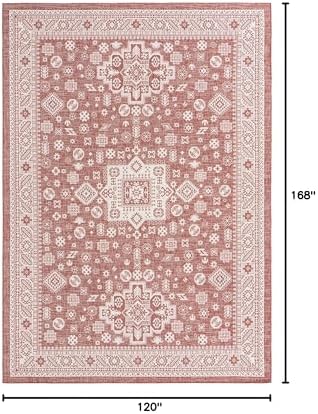 Rugs.com Outdoor Aztec Collection Rug – 10' x 14' Rust Red Flatweave Rug Perfect for Living Rooms, Large Dining Rooms, Open Floorplans - Image 2